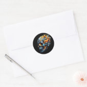 Vlam vortex schedel ronde sticker (Envelop)