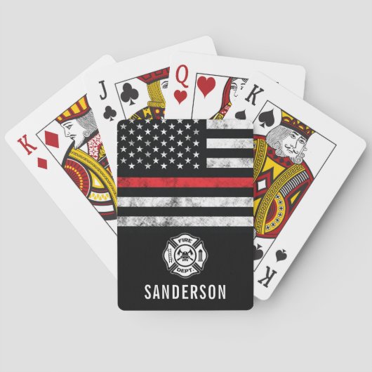 Vlambrandweerman met rode lijn pokerkaarten (Achterkant)