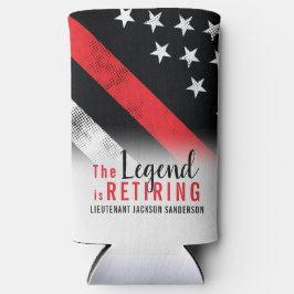 Vlambrandweerman met rode lijn seltzer blikjeskoeler