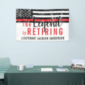 Vlambrandweerman met rode lijn spandoek (Beurs)