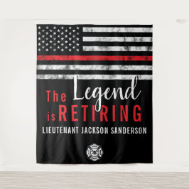 Vlambrandweerman met rode lijn wandkleed