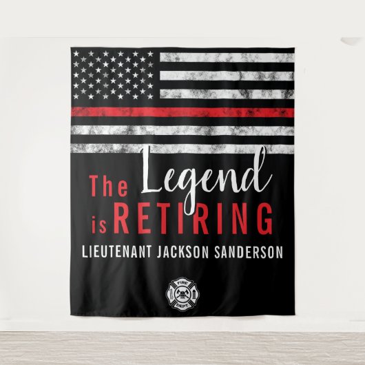 Vlambrandweerman met rode lijn wandkleed (Voorkant)