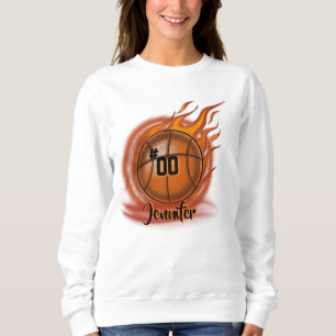Vlamende basketbal op maat van T-Shirt