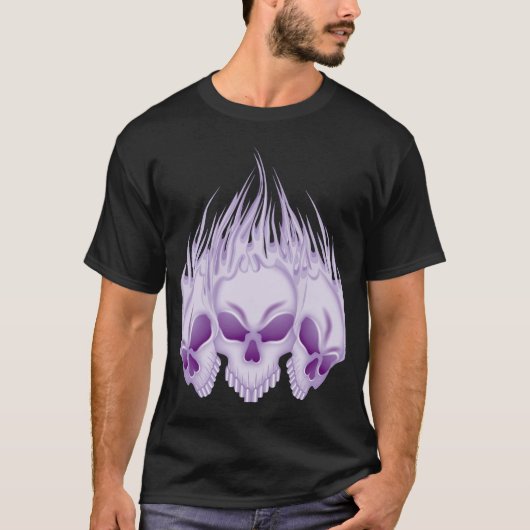 Vlamende Paarse schedels T-shirt (Voorkant)