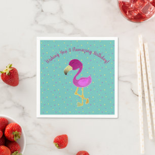 Vlamende Verjaardags Flamingo Servet
