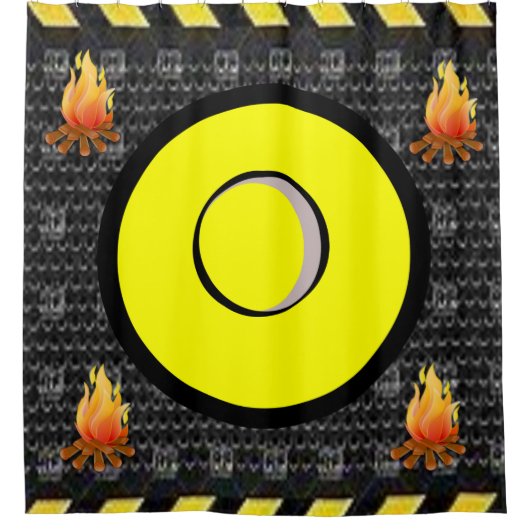 Vlamgele zwarte douwergordijn douchegordijn (Voorkant)