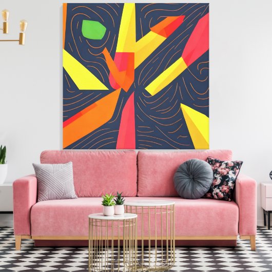 vlamgeometrie canvas afdruk (Insitu (Woonkamer))