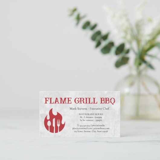 vlamgrillgereedschap | Restaurant Logo Visitekaartje (Staand voorkant)