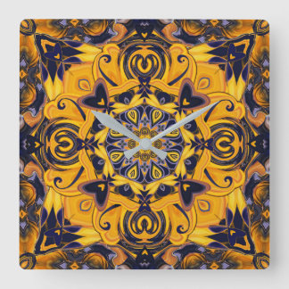 Vlamhart Blauw en gouden wandklok