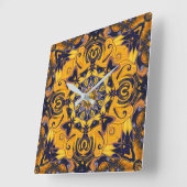 Vlamhart Blauw en gouden wandklok (Hoek)