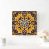 Vlamhart Blauw en gouden wandklok (Huis)