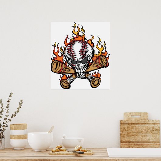 Vlaming Baseball Skull Poster (Keuken)