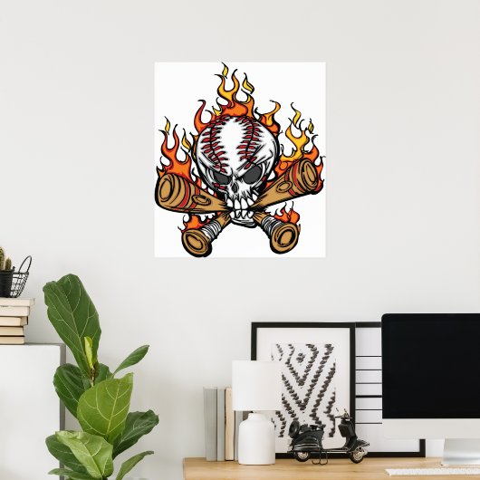 Vlaming Baseball Skull Poster (Thuiskantoor)