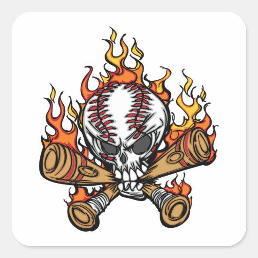Vlaming Baseball Skull Vierkante Sticker (Voorkant)