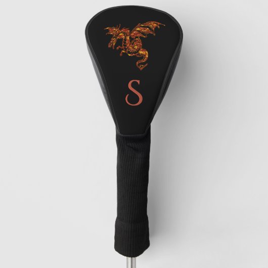 Vlaming draak op zwart Initiaal Golfheadcover (Voorkant)