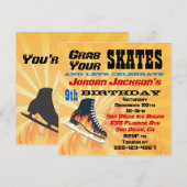 Vlaming Ice Skating Birthday Party Invitation Kaart (Voorkant / Achterkant)