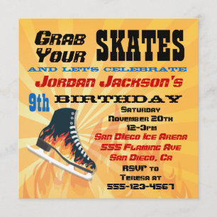 Vlaming Ice Skating Birthday Party Invitation Kaart