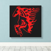 Vlaming Red Bronco Mustang Wilde Paard Canvas Afdruk (Insitu (Houten vloer))