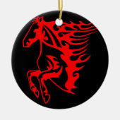 Vlaming Red Bronco Mustang Wilde Paard Keramisch Ornament (Voorkant)
