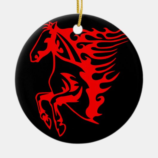 Vlaming Red Bronco Mustang Wilde Paard Keramisch Ornament (Voorkant)