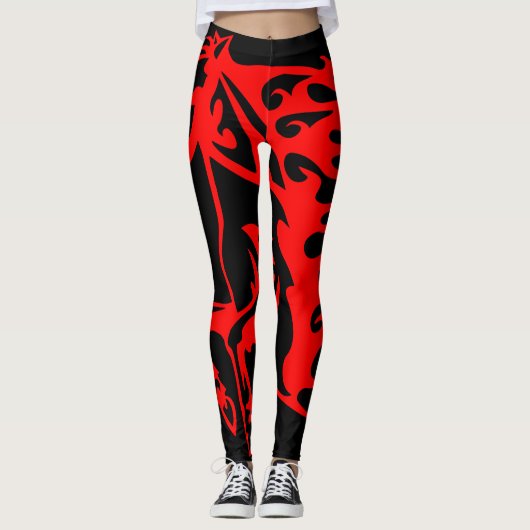 Vlaming Red Bronco Mustang Wilde Paard Leggings (Voorkant)