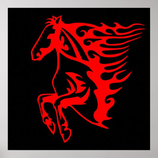 Vlaming Red Bronco Mustang Wilde Paard Poster (Voorkant)