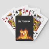Vlaming van de schedel Vuurcirkelmonogram Pokerkaarten (Achterkant)