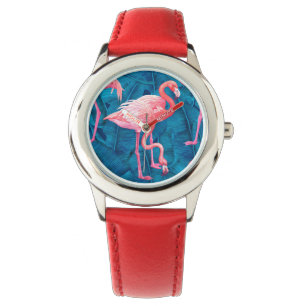 Vlamingen op blauwe bananenbladeren horloge
