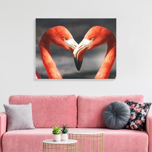 Vlamingoenen in de liefde canvas afdruk (Insitu (Woonkamer))