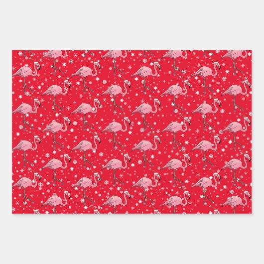 Vlamingoenen in Kerstmis in Santa Hats Inpakpapier Vel (Voorkant 2)