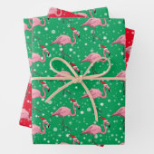 Vlamingoenen in Kerstmis in Santa Hats Inpakpapier Vel (In situ)
