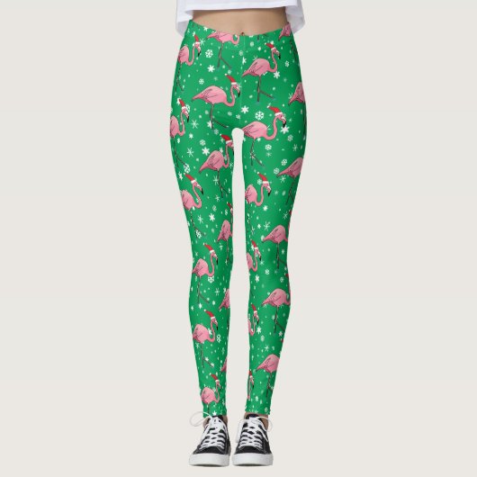 Vlamingoenen in Kerstmis in Santa Hats Leggings (Voorkant)