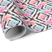 Vlamingoenen op een gebold ontwerppatroon cadeaupapier (Rol Hoek)