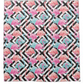 Vlamingoenen op een gebold ontwerppatroon douchegordijn (Voorkant)