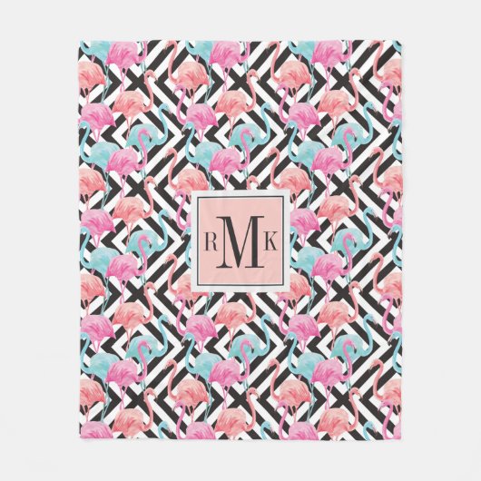 Vlamingoenen op een gebold ontwerppatroon fleece deken (Voorkant)