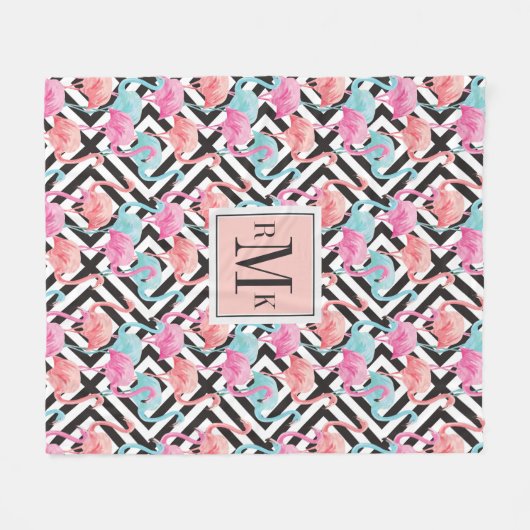 Vlamingoenen op een gebold ontwerppatroon fleece deken (Voorkant (Horizontaal))