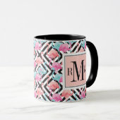 Vlamingoenen op een gebold ontwerppatroon mok (Voorkant rechts)