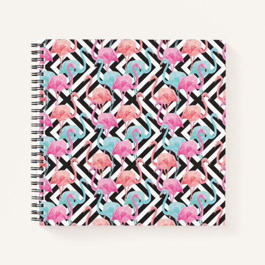 Vlamingoenen op een gebold ontwerppatroon notitieboek (Voorkant)