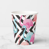 Vlamingoenen op een gebold ontwerppatroon papieren bekers (Voorkant)