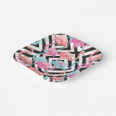 Vlamingoenen op een gebold ontwerppatroon papieren bordje (Gebogen)