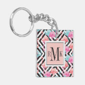 Vlamingoenen op een gebold ontwerppatroon sleutelhanger (Voorkant Links)