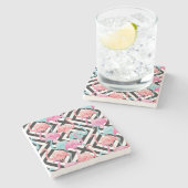 Vlamingoenen op een gebold ontwerppatroon stenen onderzetter (Zijkant)