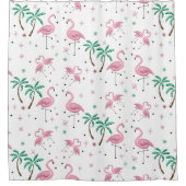 Vlamingos en palmbomen, atoomstijlpatroon douchegordijn (Voorkant)
