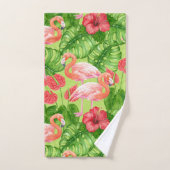 Vlamingvogels en tropische planten bad handdoek (Handdoek)
