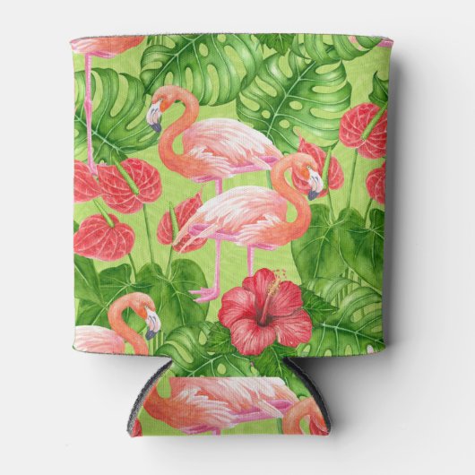 Vlamingvogels en tropische planten blikjeskoeler (Voorkant)