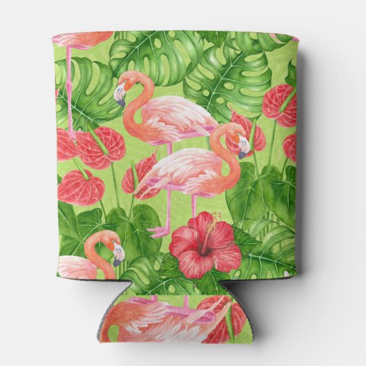 Vlamingvogels en tropische planten blikjeskoeler (Achterkant)