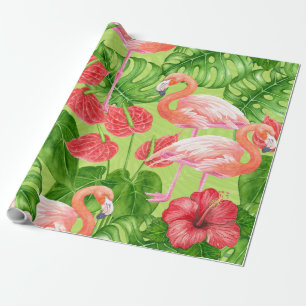 Vlamingvogels en tropische planten cadeaupapier