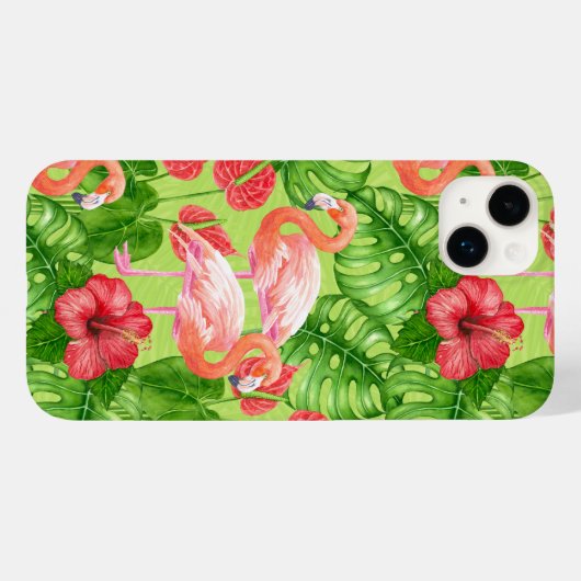 Vlamingvogels en tropische planten Case-Mate iPhone case (Achterkant (horizontaal))