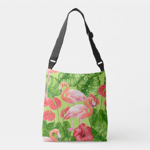 Vlamingvogels en tropische planten crossbody tas