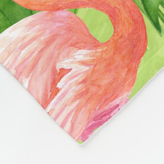 Vlamingvogels en tropische planten fleece deken (Hoek)